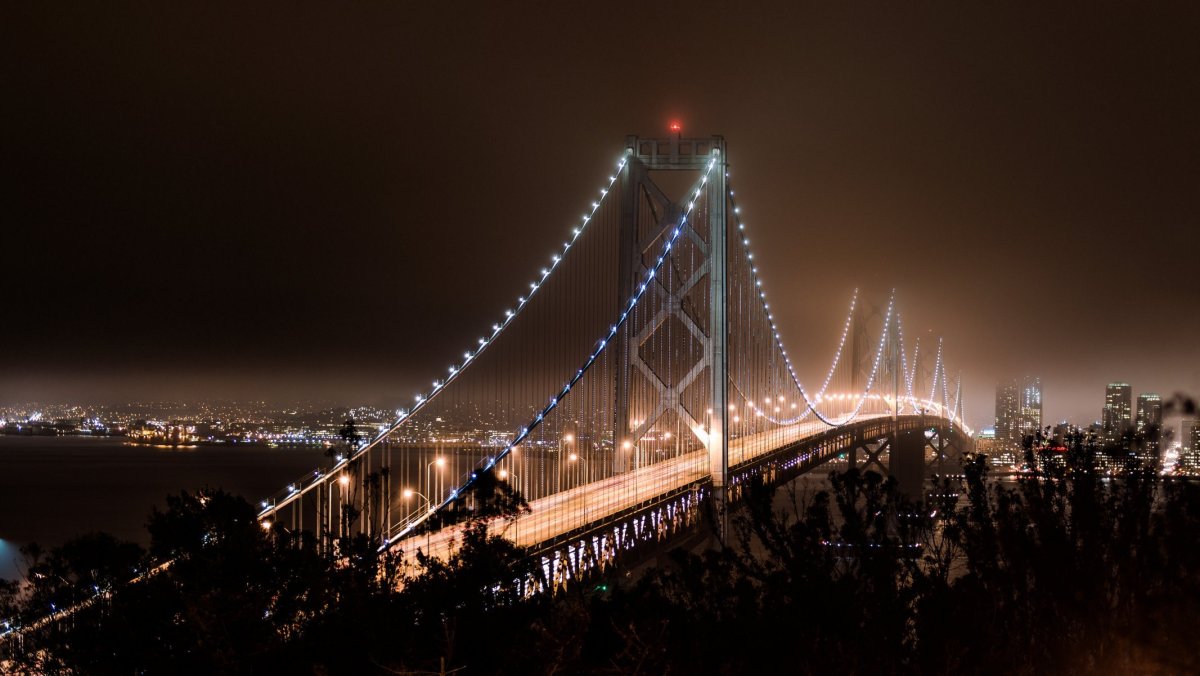 Сан-Франциско ночь Bay Bridge
