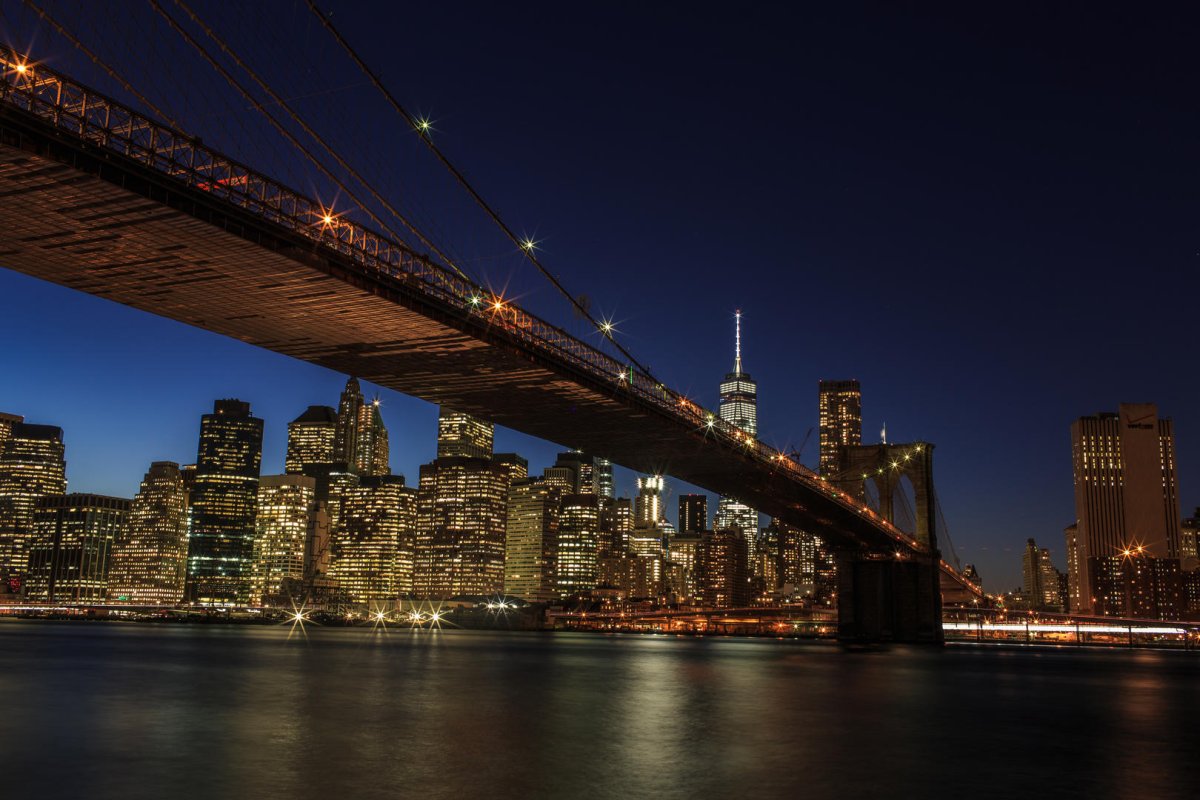 Ночной Нью-Йорк Бруклинский мост