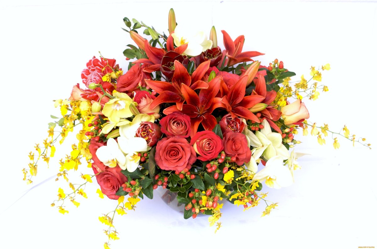 Необычные букеты на прозрачном фоне