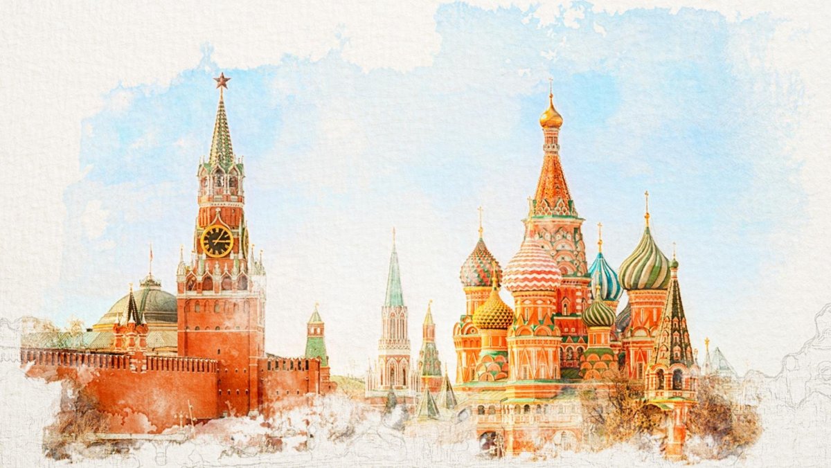 Рисунок Московский Кремль, красная площадь, собор Василия Блаженного