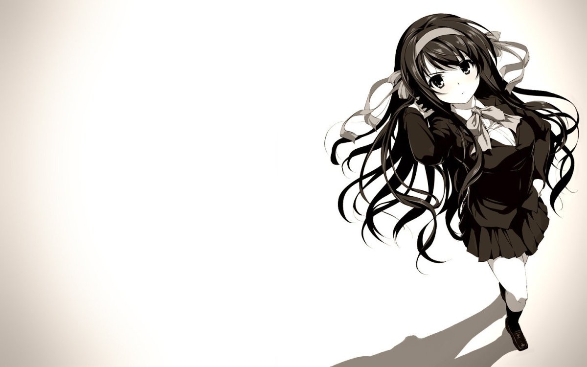 Аниме обои в черно белом стиле