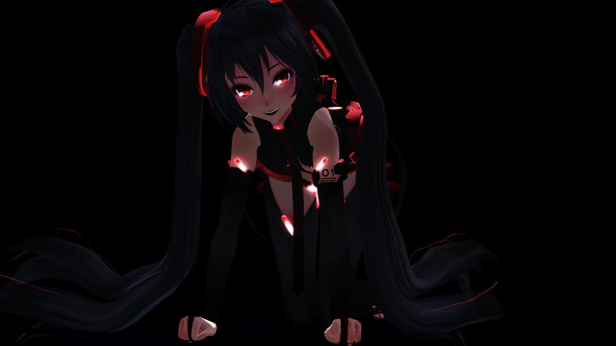 Мика Хацуне аниме темный фон