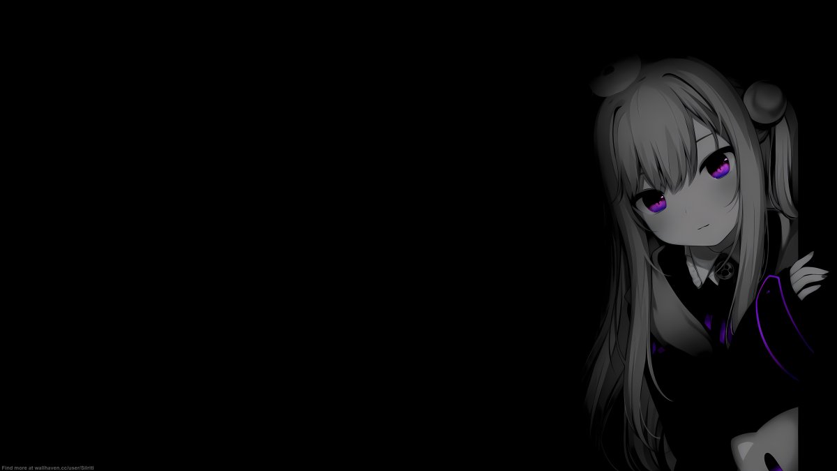 Аниме девочка на черном фоне