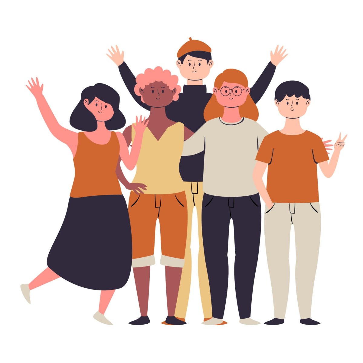 Мультяшная группа людей