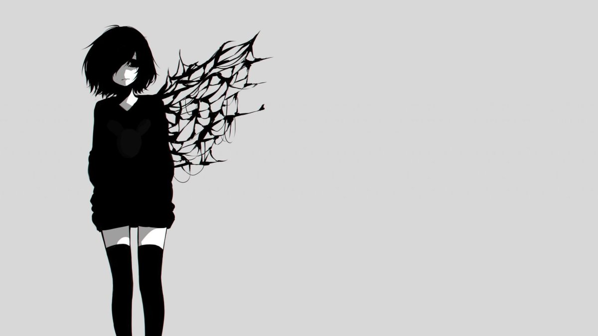 Аниме обои с черными волосами