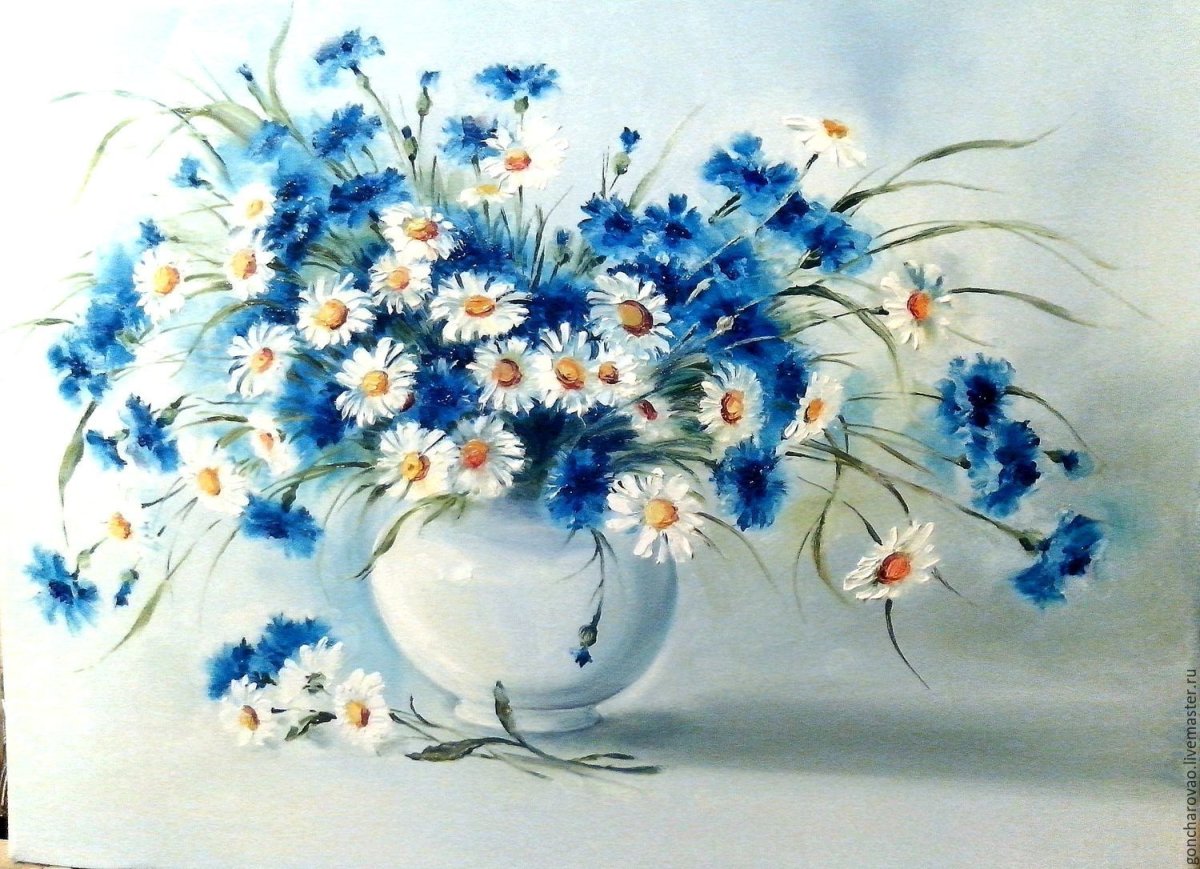 Ромашки акварель Базанова