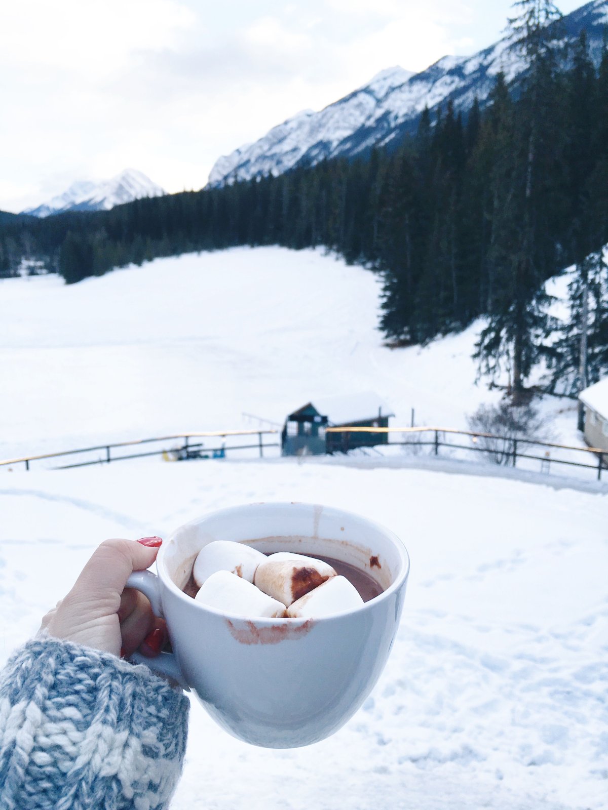 Девушка в зимнем лесу со спины