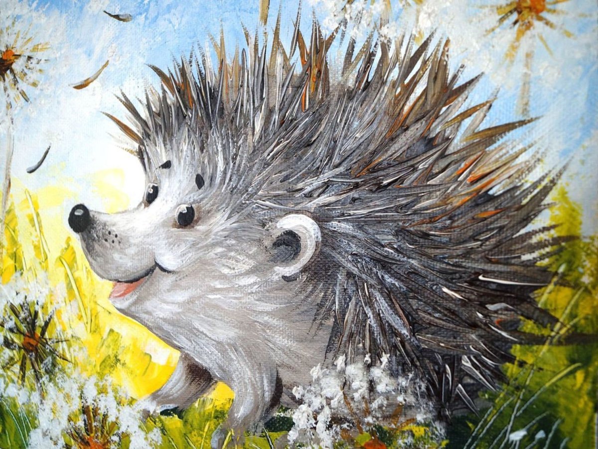 Ежик гуашью