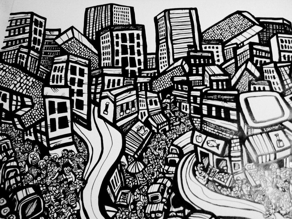 Ночной город Графика