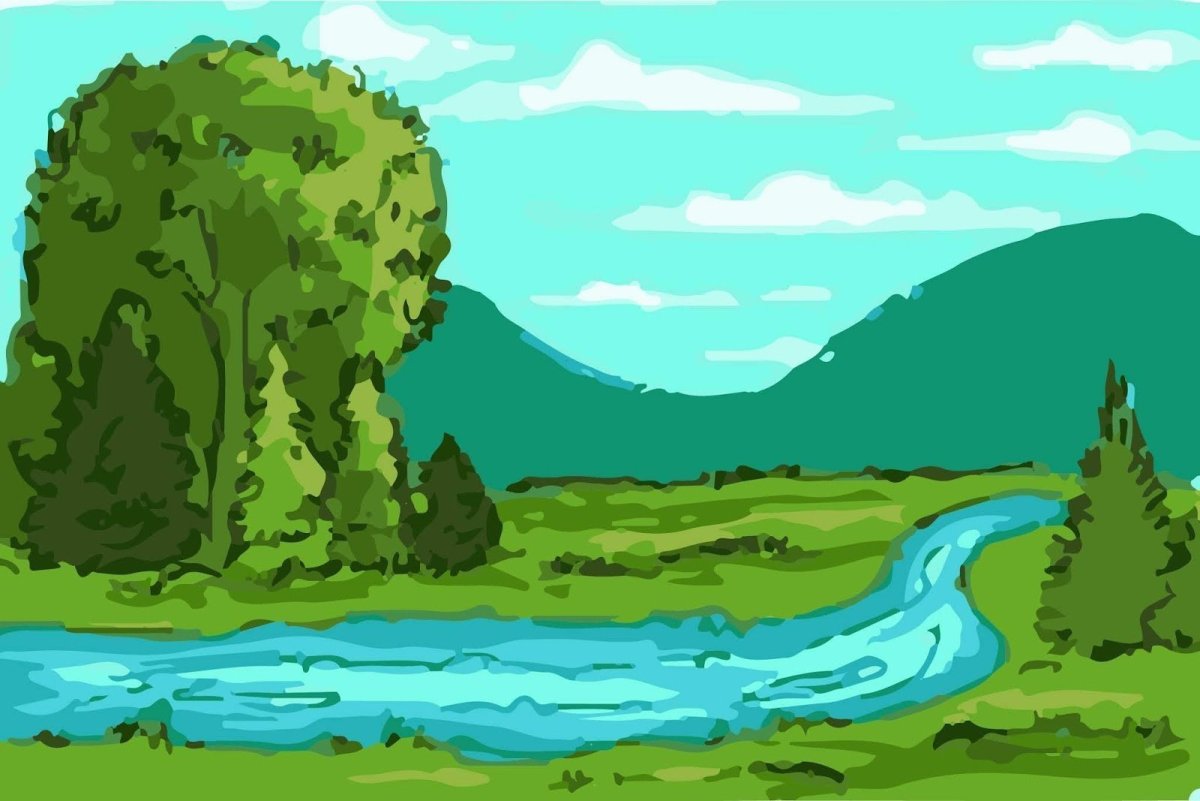 Рисование речки для детей