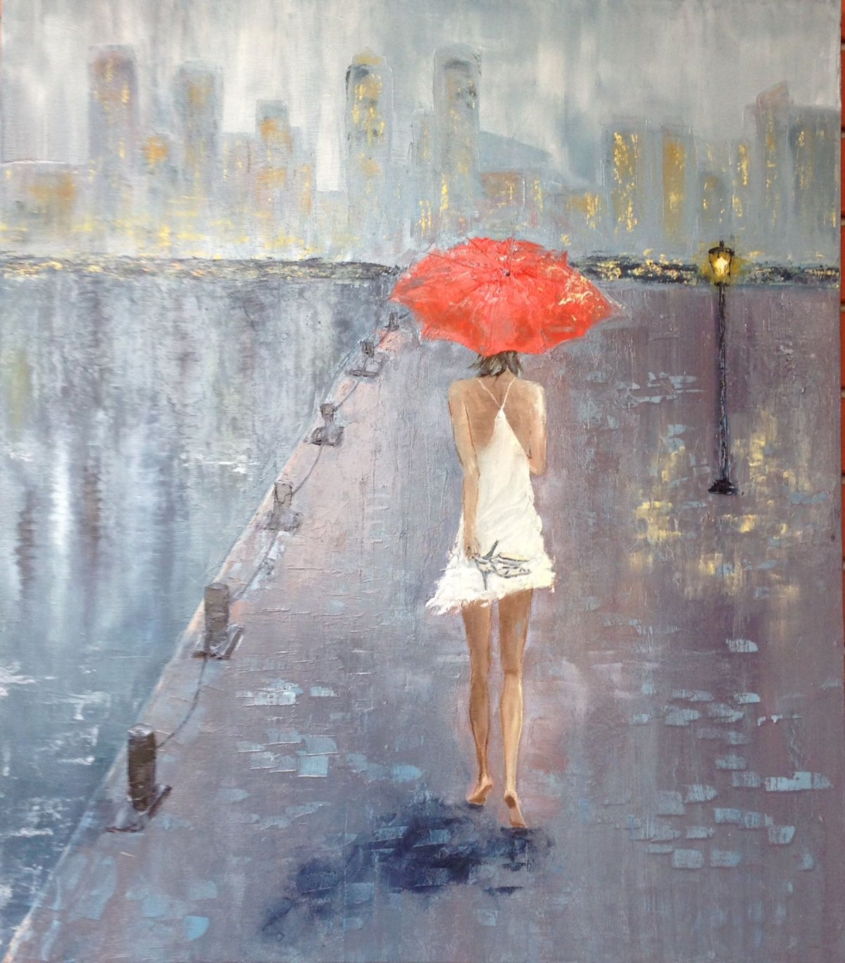 Картина девушка под дождем