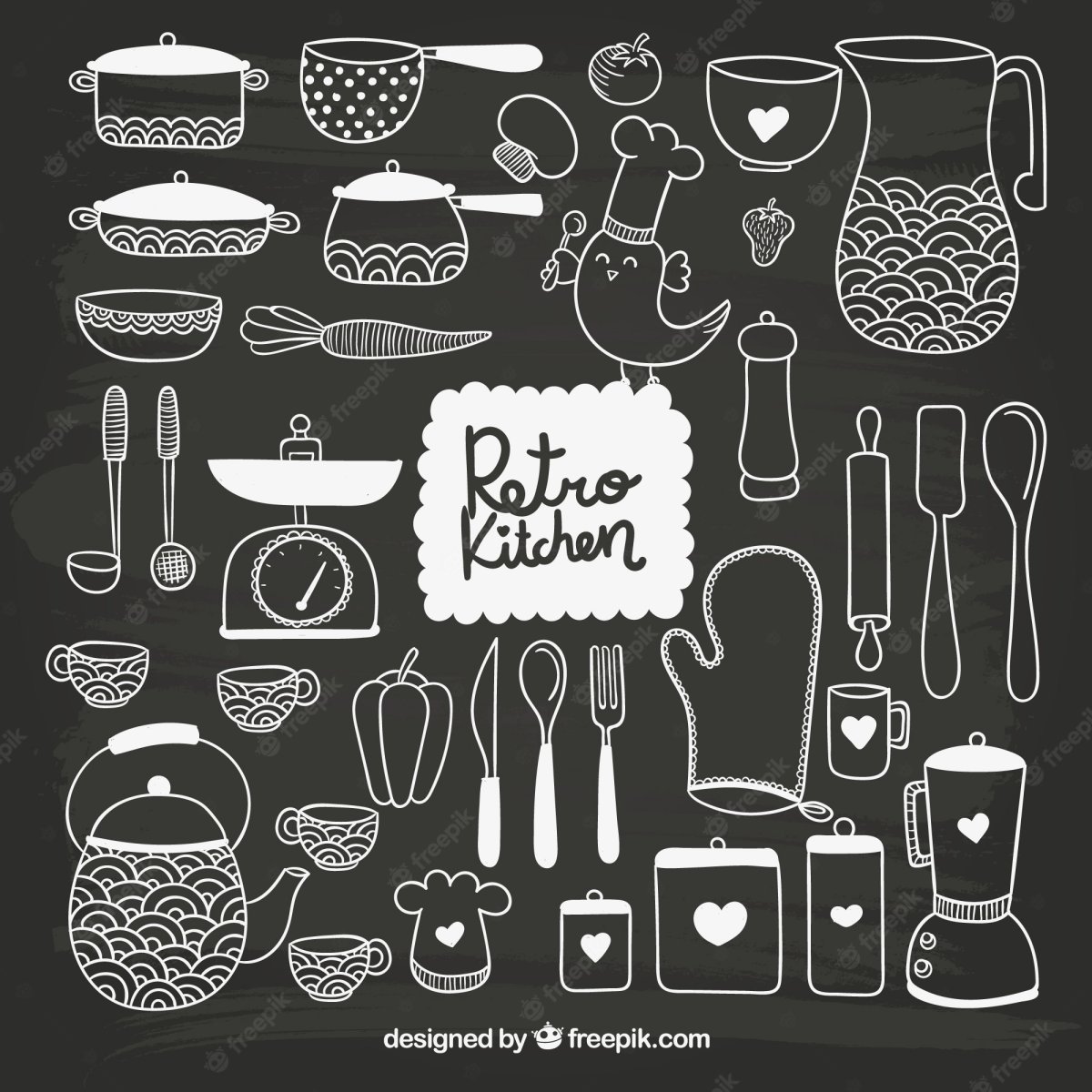 Кухонные принадлежности мелом