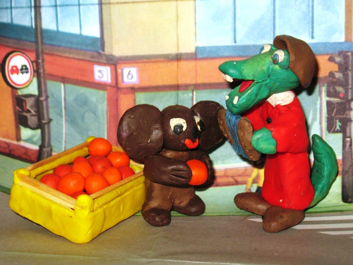 Крокодил Гена из воздушного пластилина