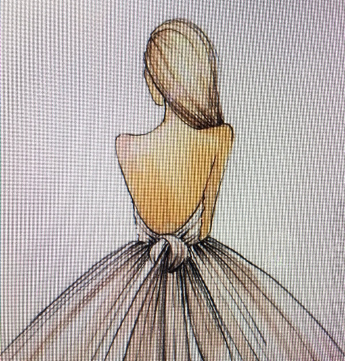 Нарисованная девушка со спины