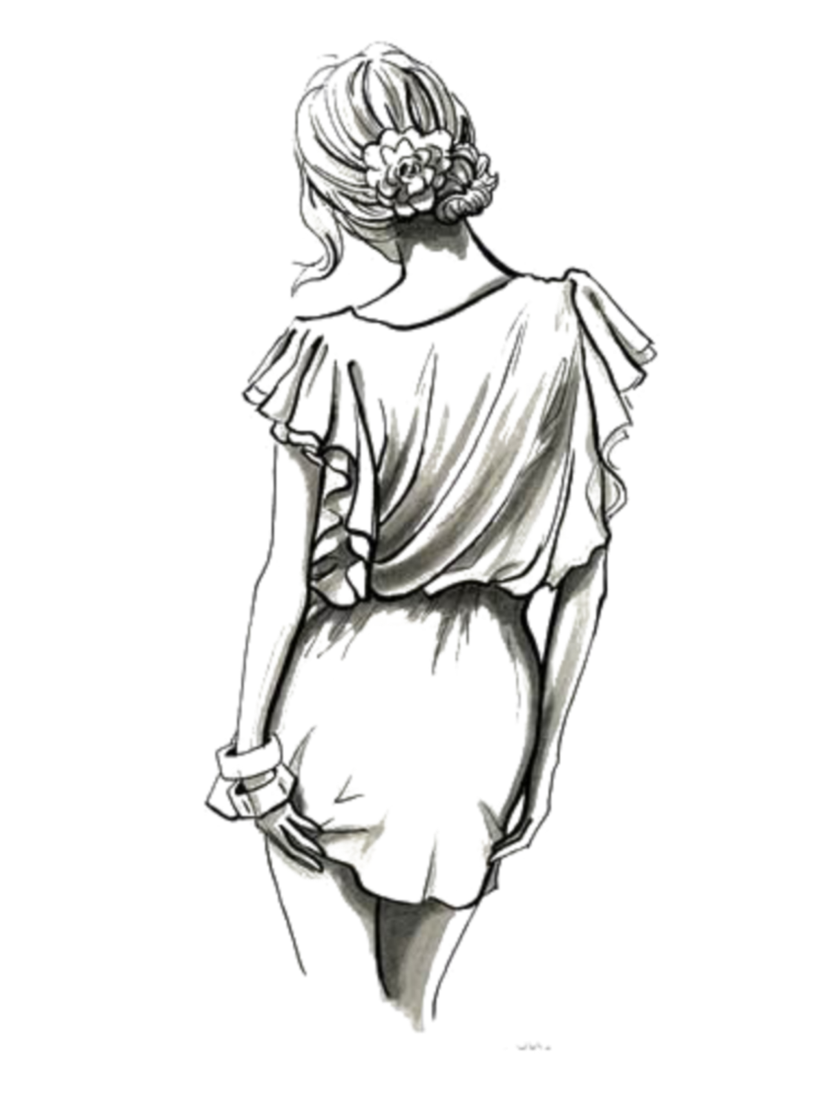 Рисунки карандашом девушки со спины