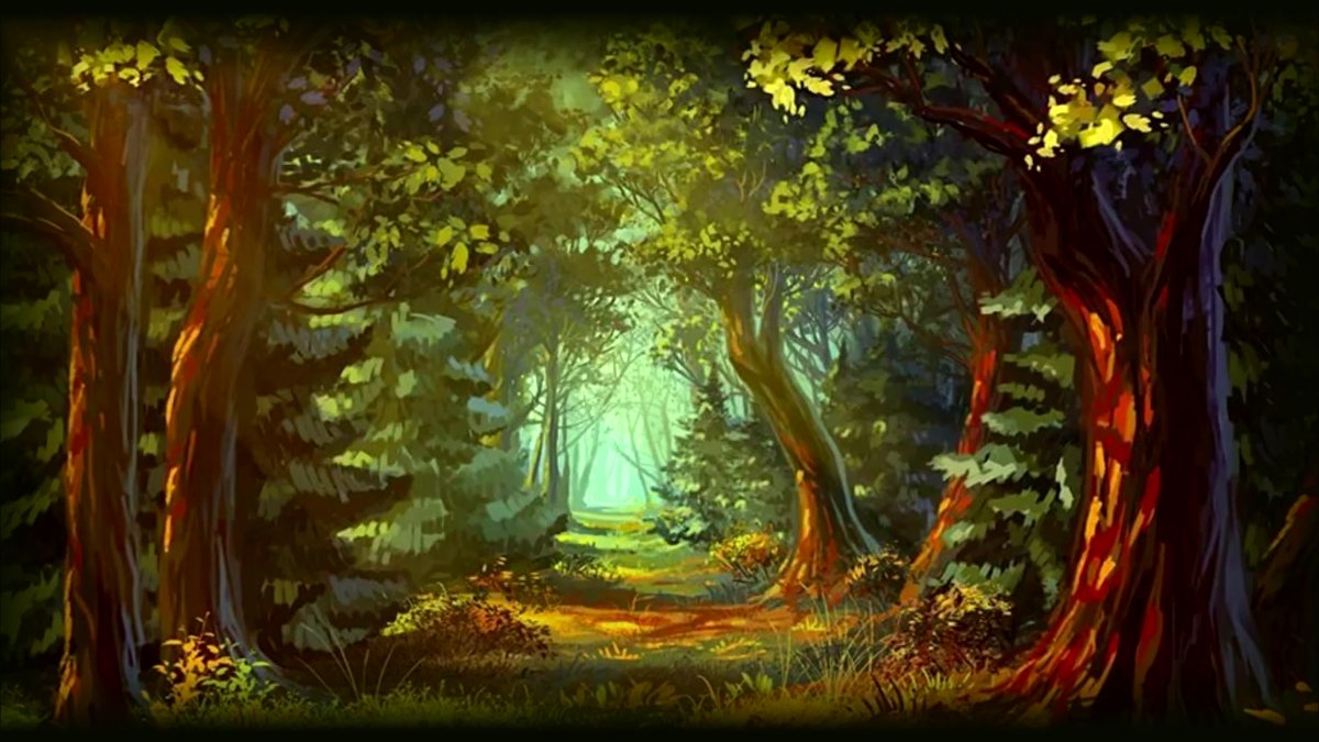 Лес из мультфильма