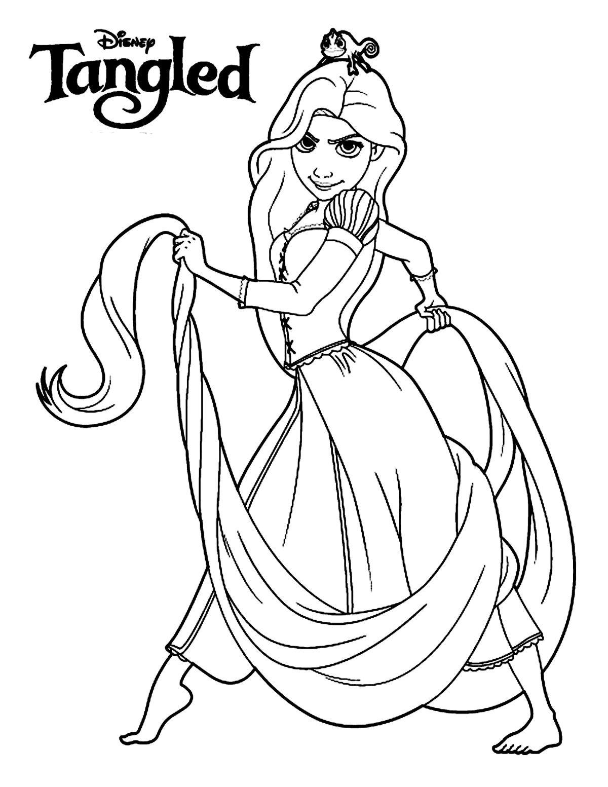 Раскраски Диснеевские принцессы Рапунцель