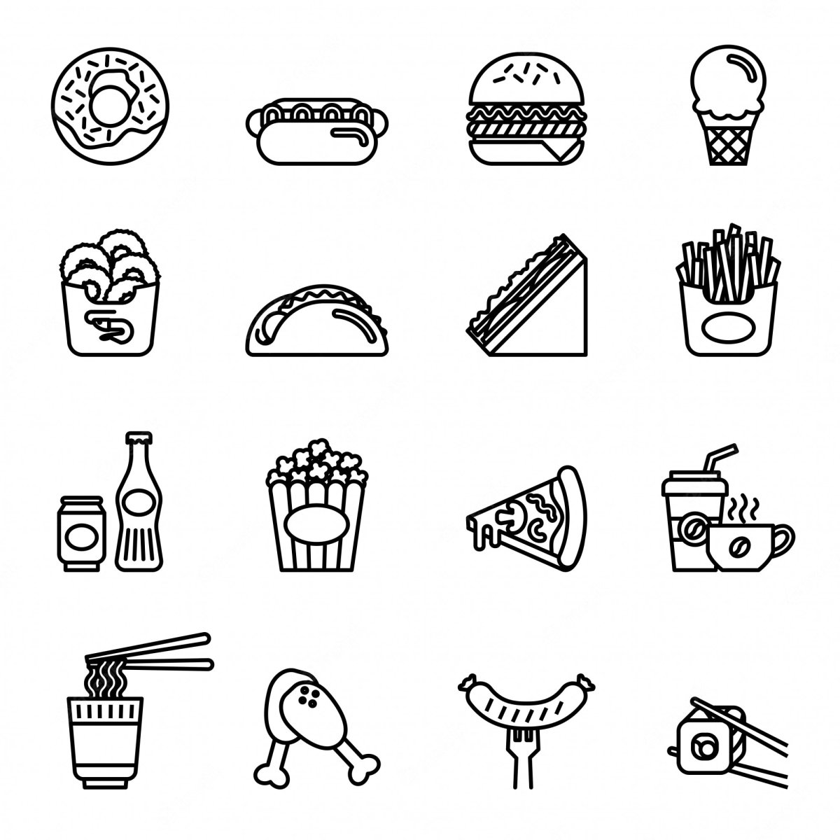 Иконки фаст фуд вектор