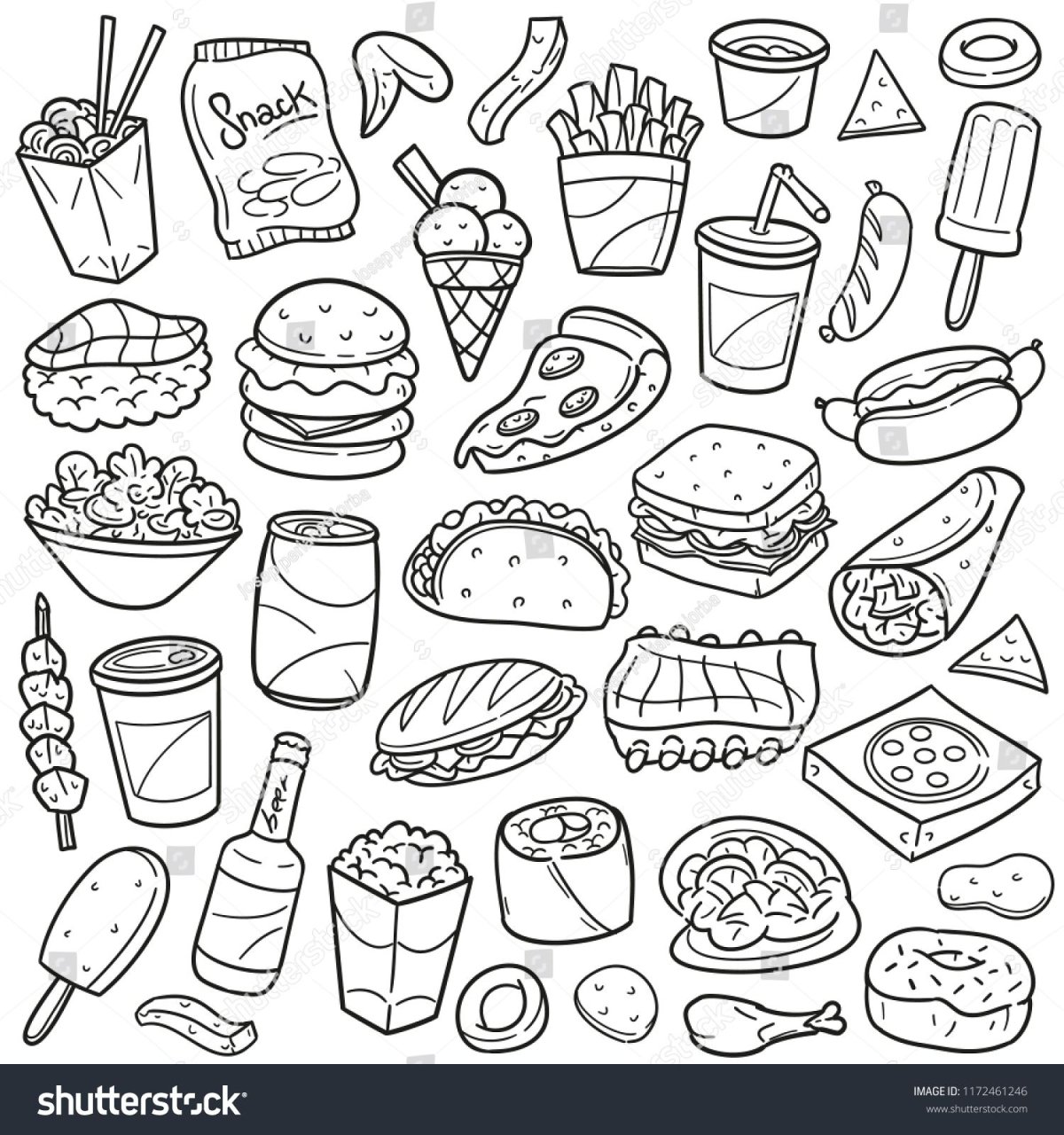 Распечатать коллекцию фаст фуд