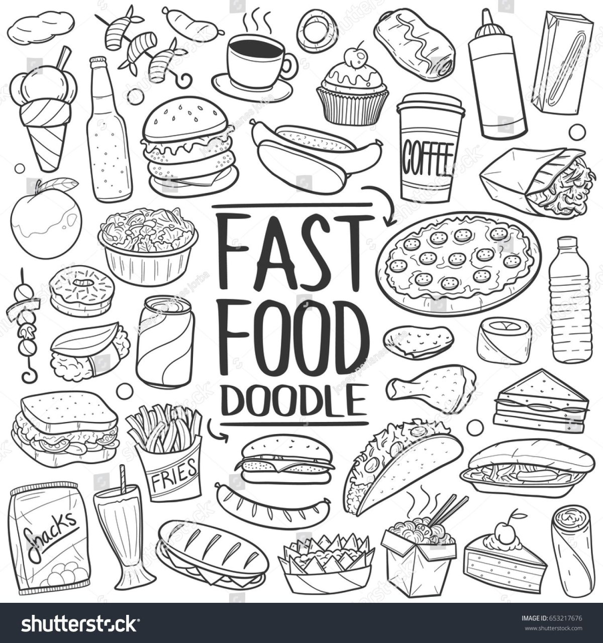 Раскраска антистресс фаст фуд