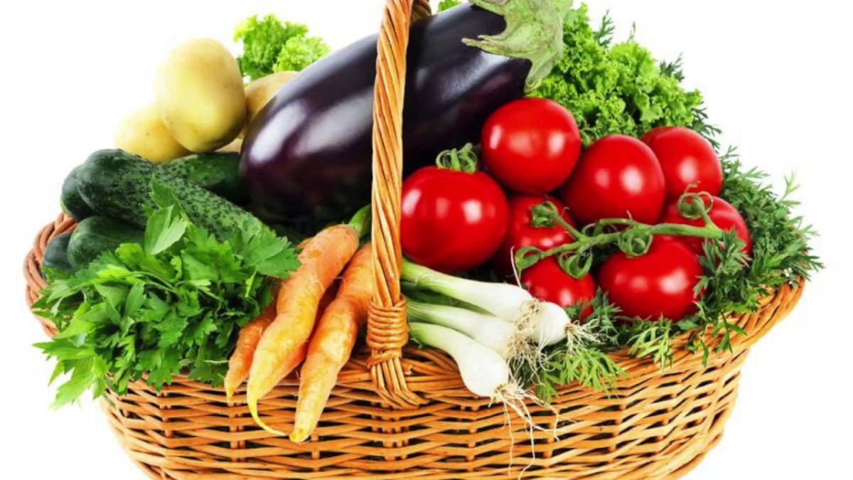 Корзинка с овощами мультяшная