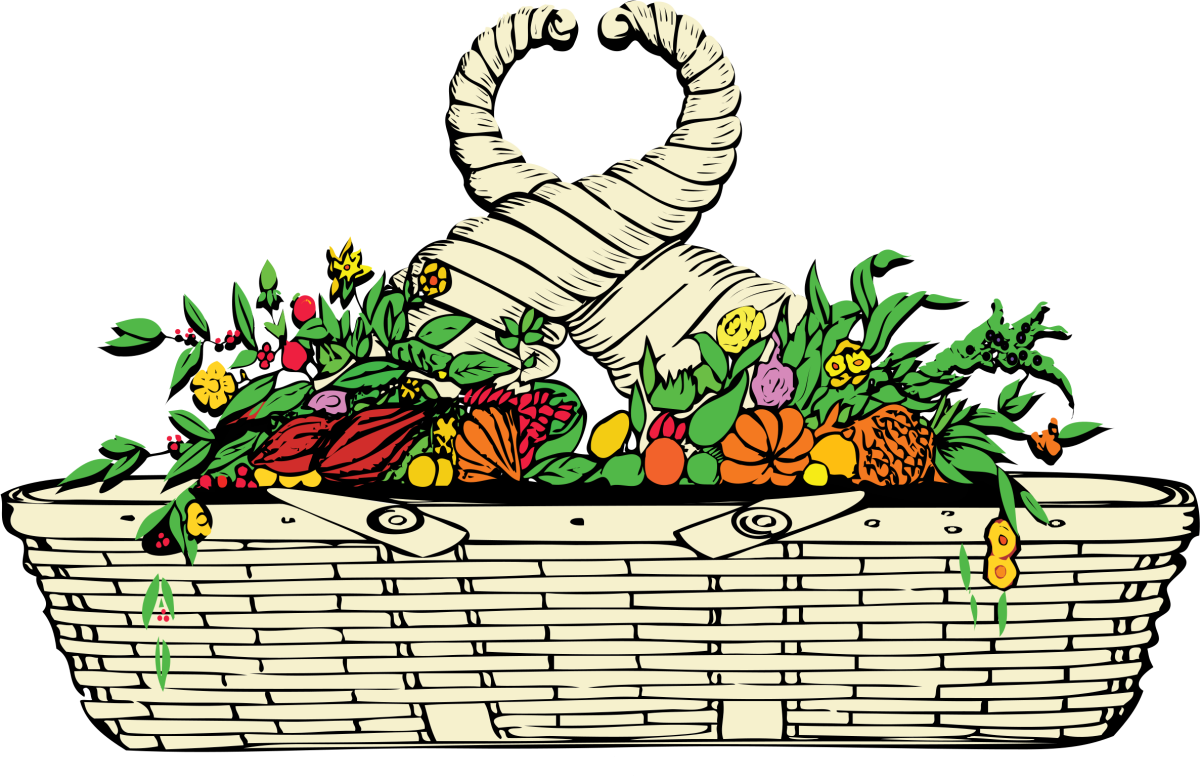 Корзина с овощами и фруктами