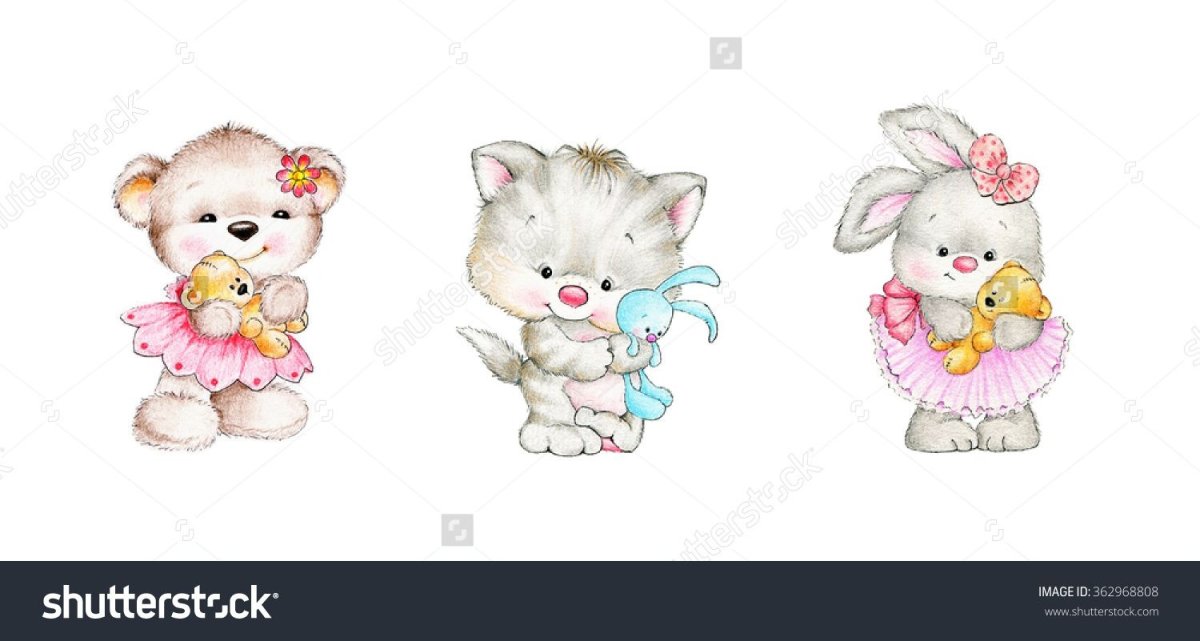 Рисунок милого мишки с одеждой