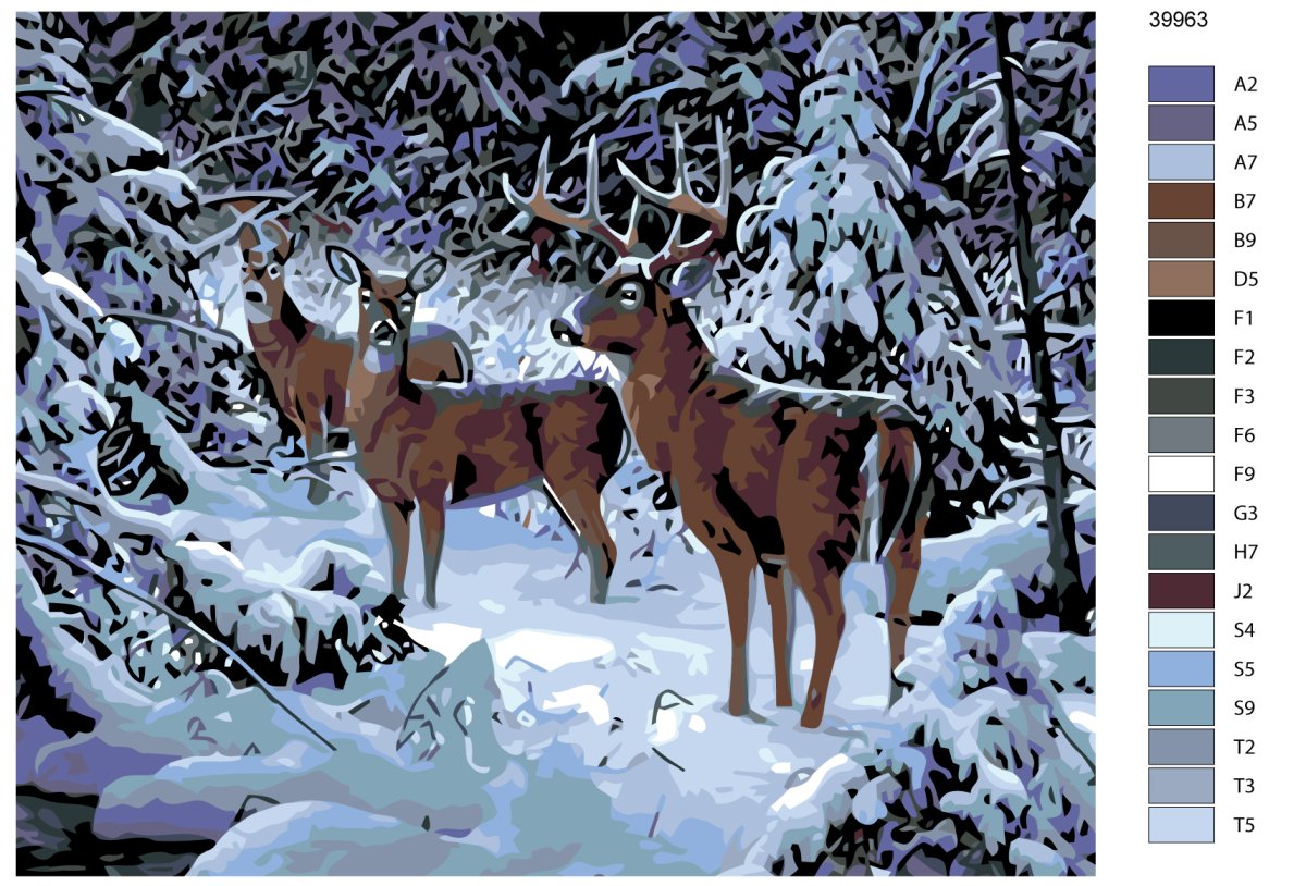 Зимний лес с животными