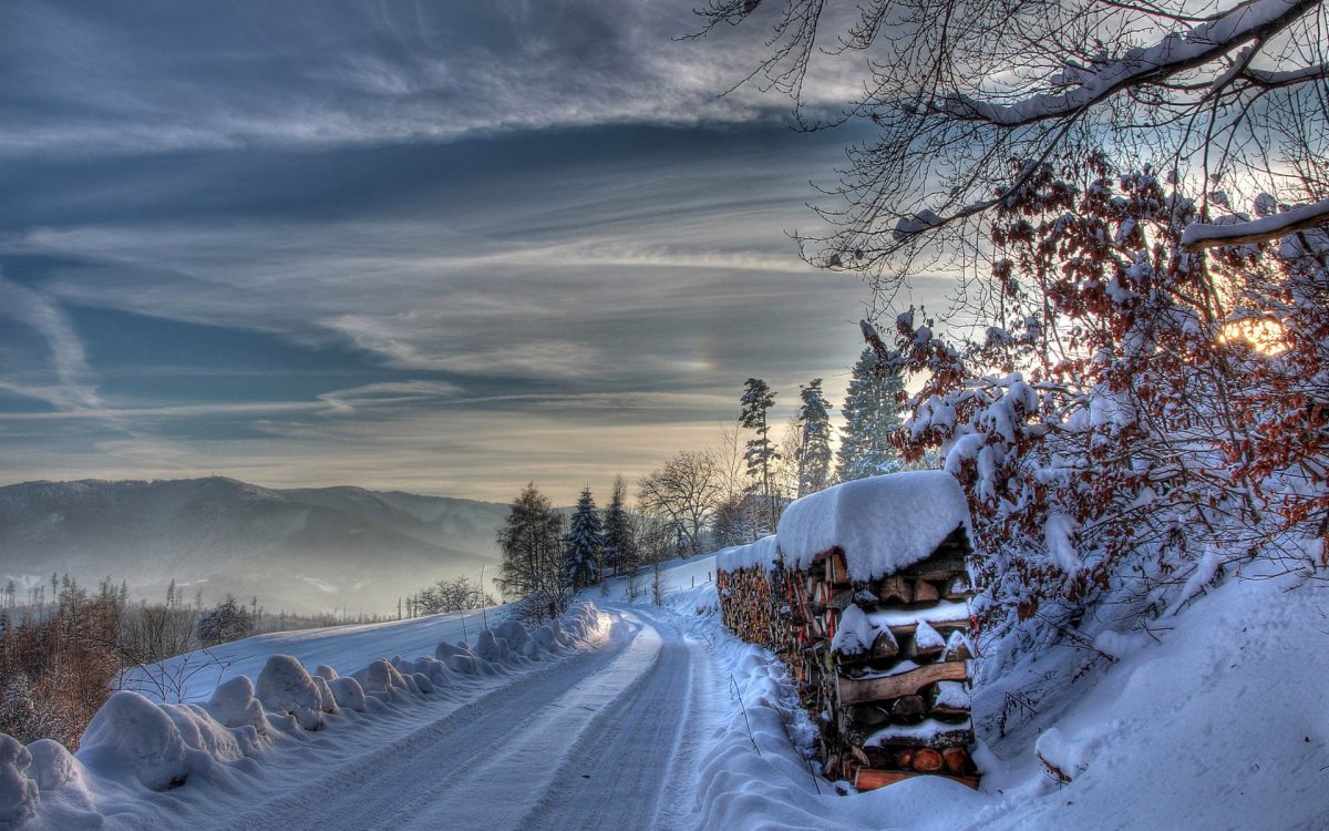 Поездка на машине зимой