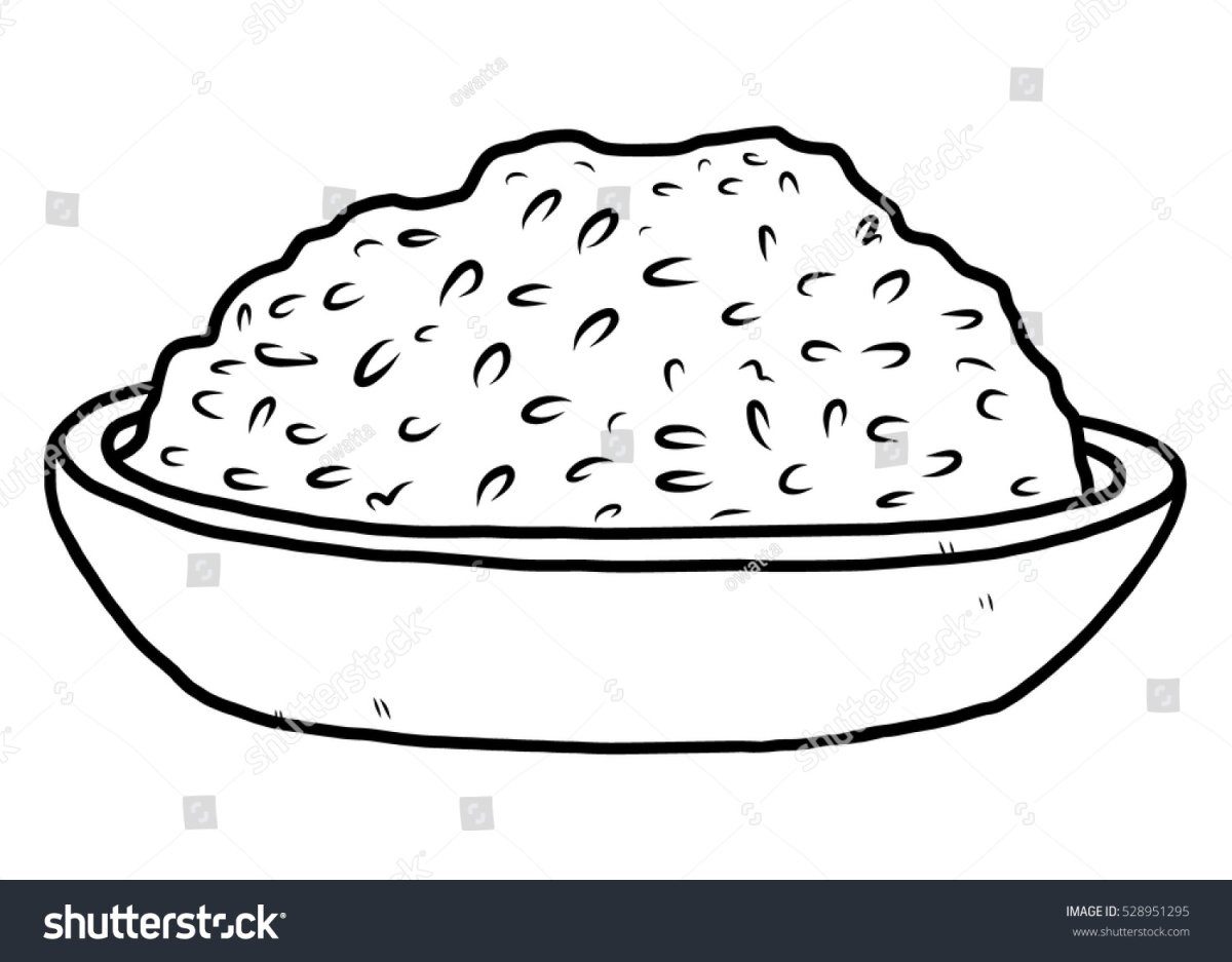 Тарелка с кашей раскраска