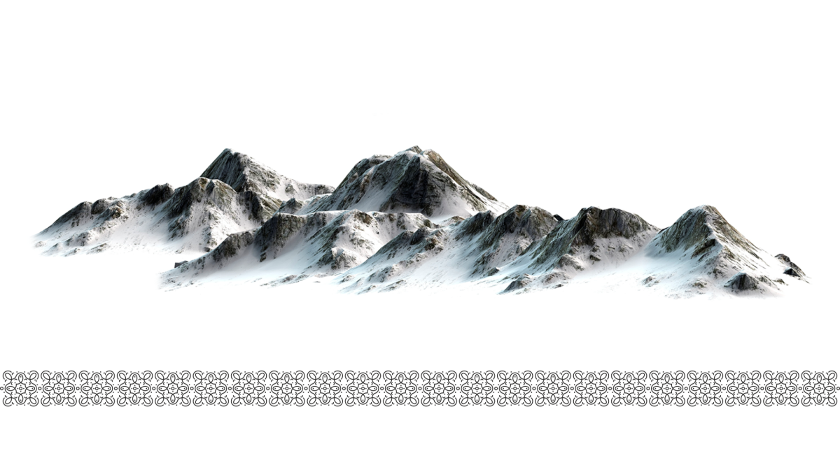 Снежные горы на белом фоне