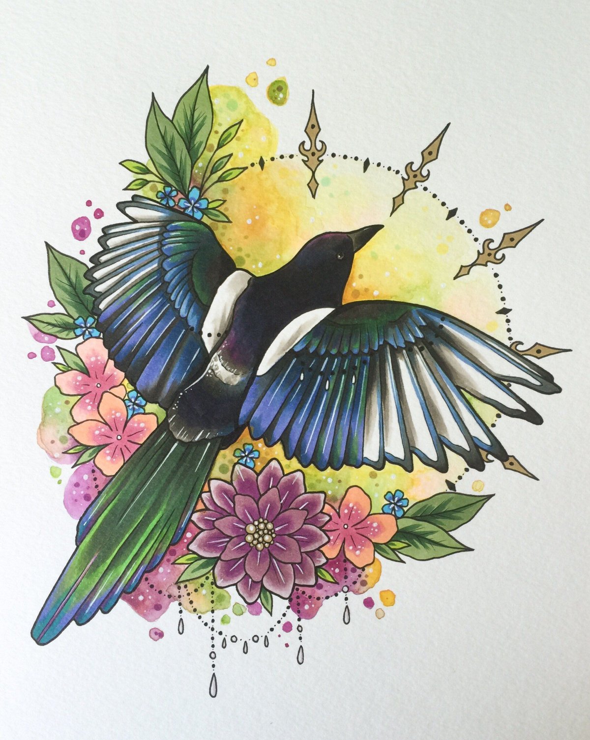 Тату сорока эскиз