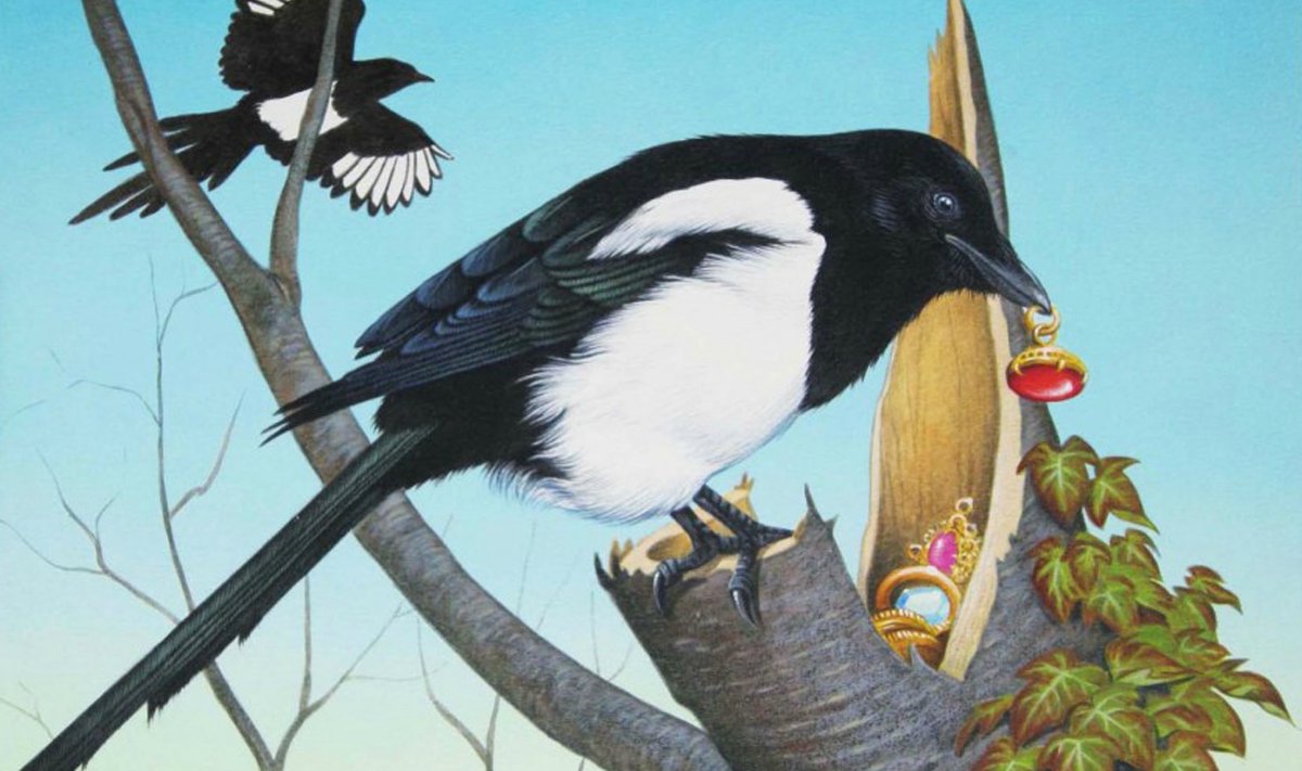 Сорока с украшениями