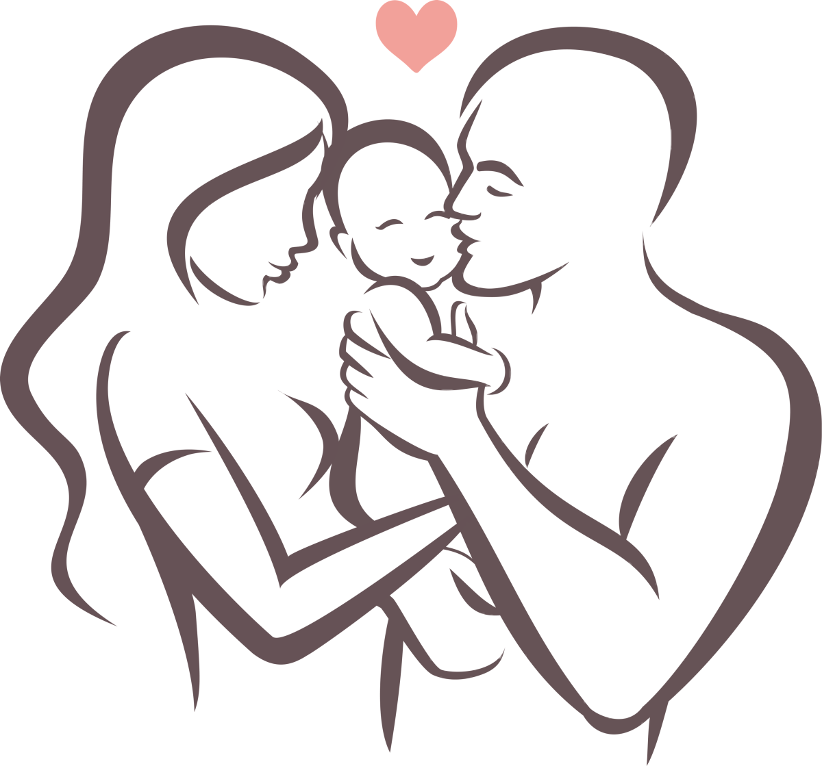 Силуэт семья с младенцем