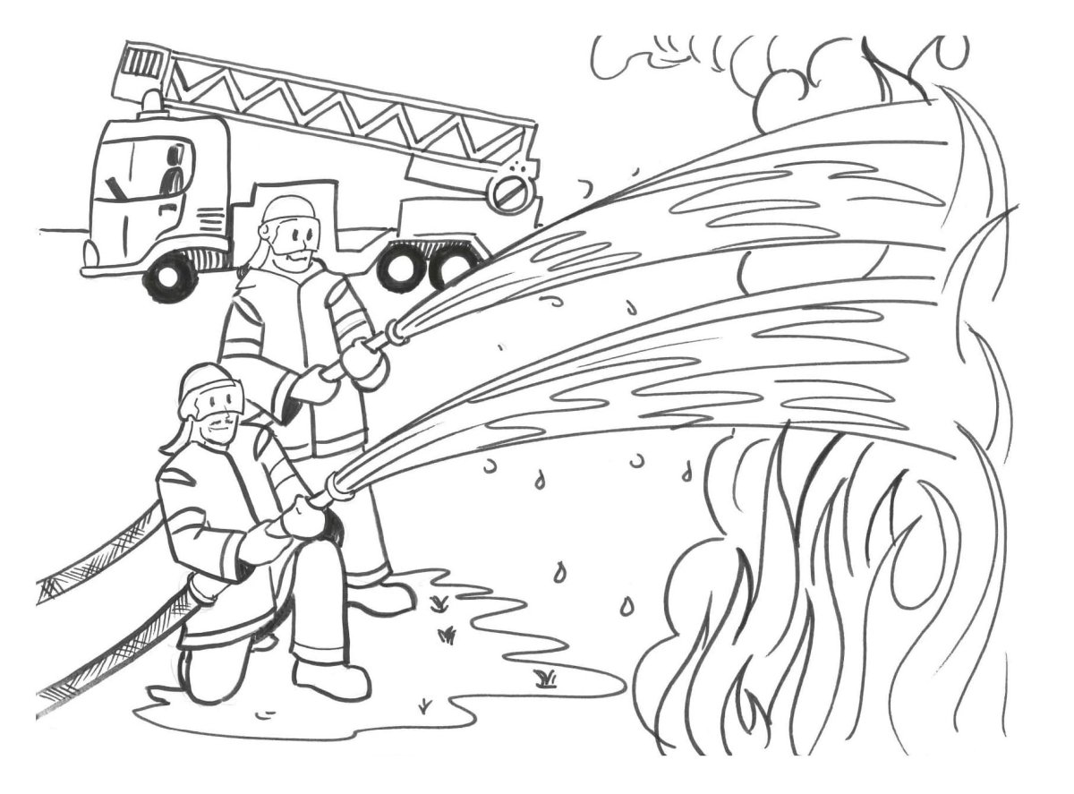 Разукрашка пожарный Сэм