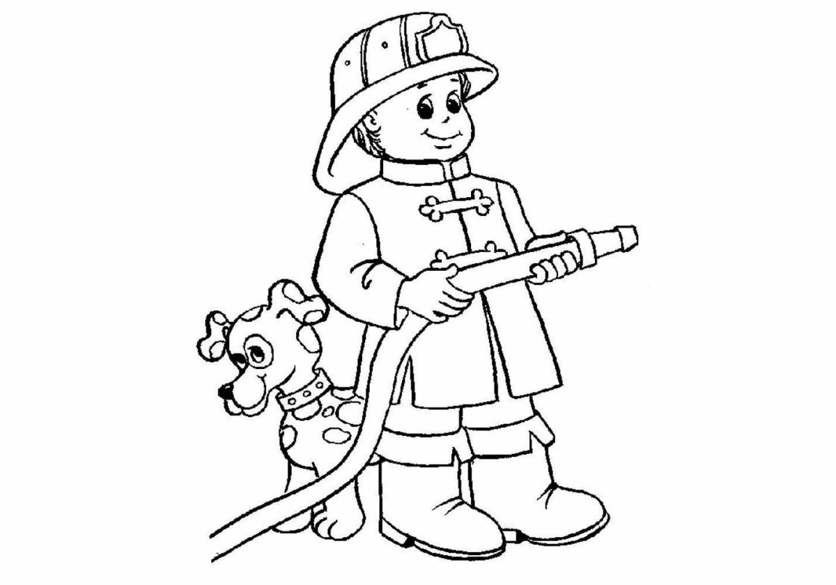 Пожарник раскраска