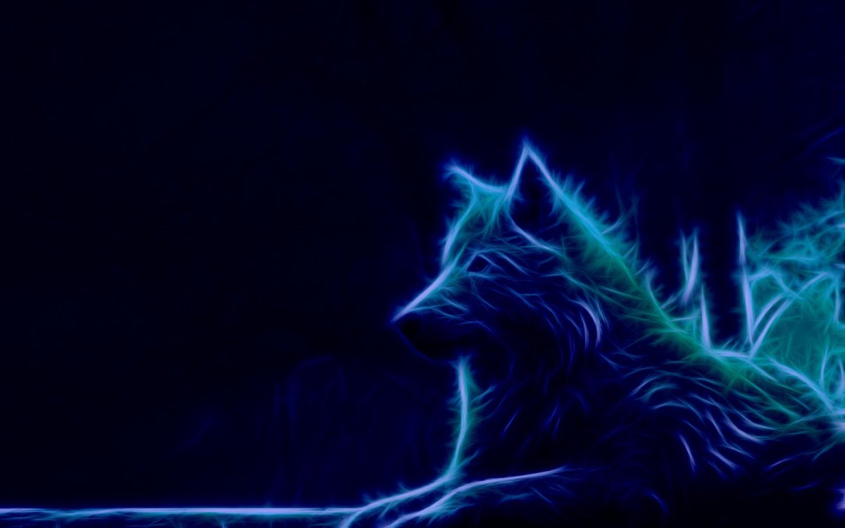Волк неоновый синий