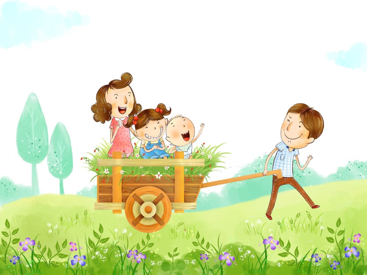 Мультяшные дети на природе