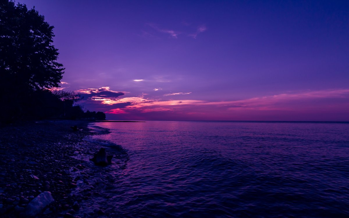 Фиолетовый закат 4к