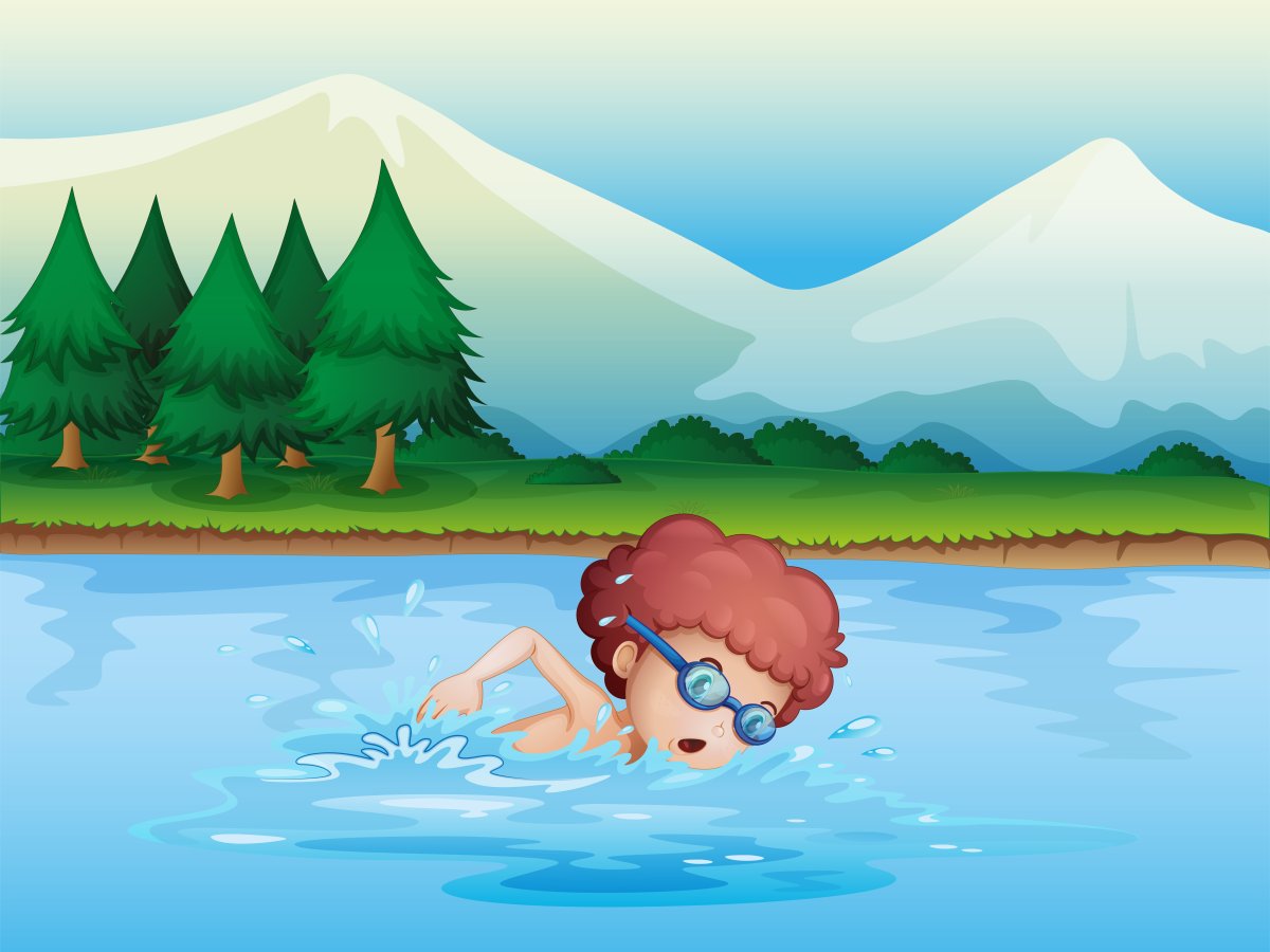 Плавать в реке рисунок