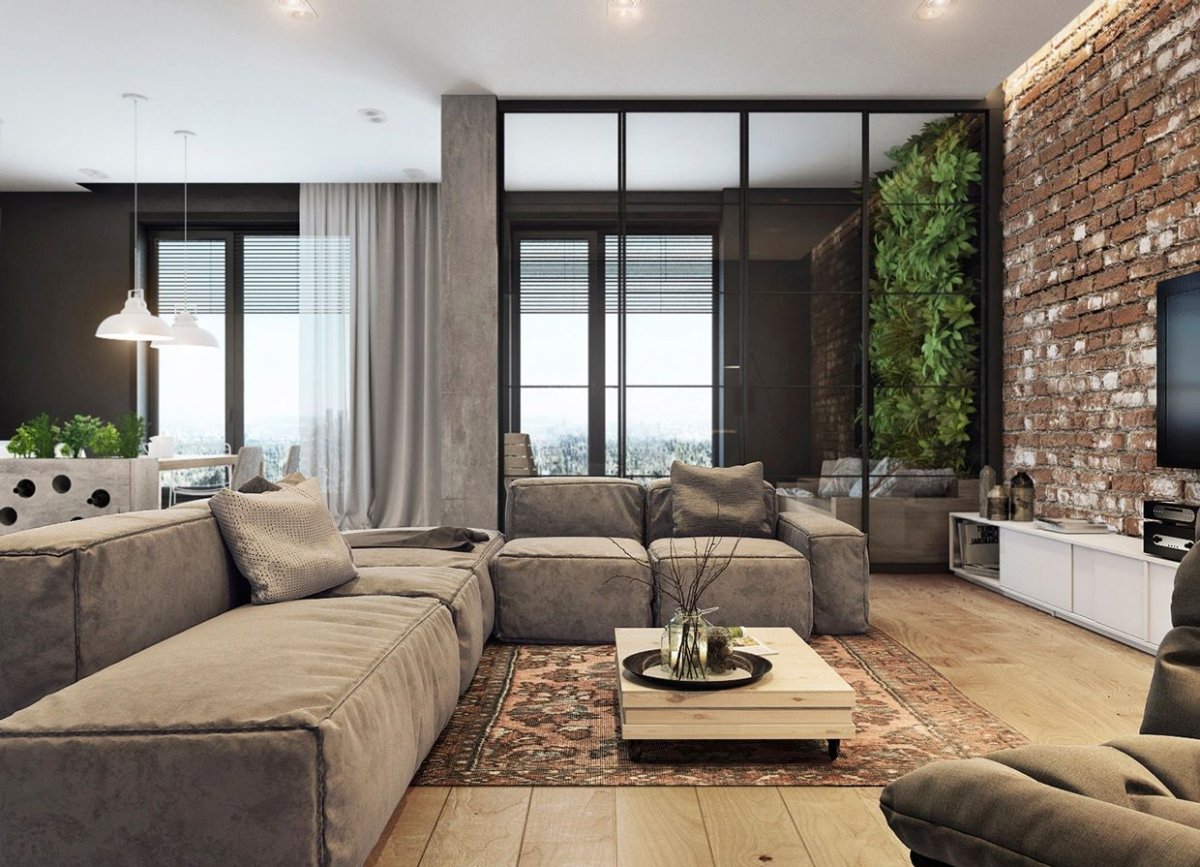 Большая гостиная лофт