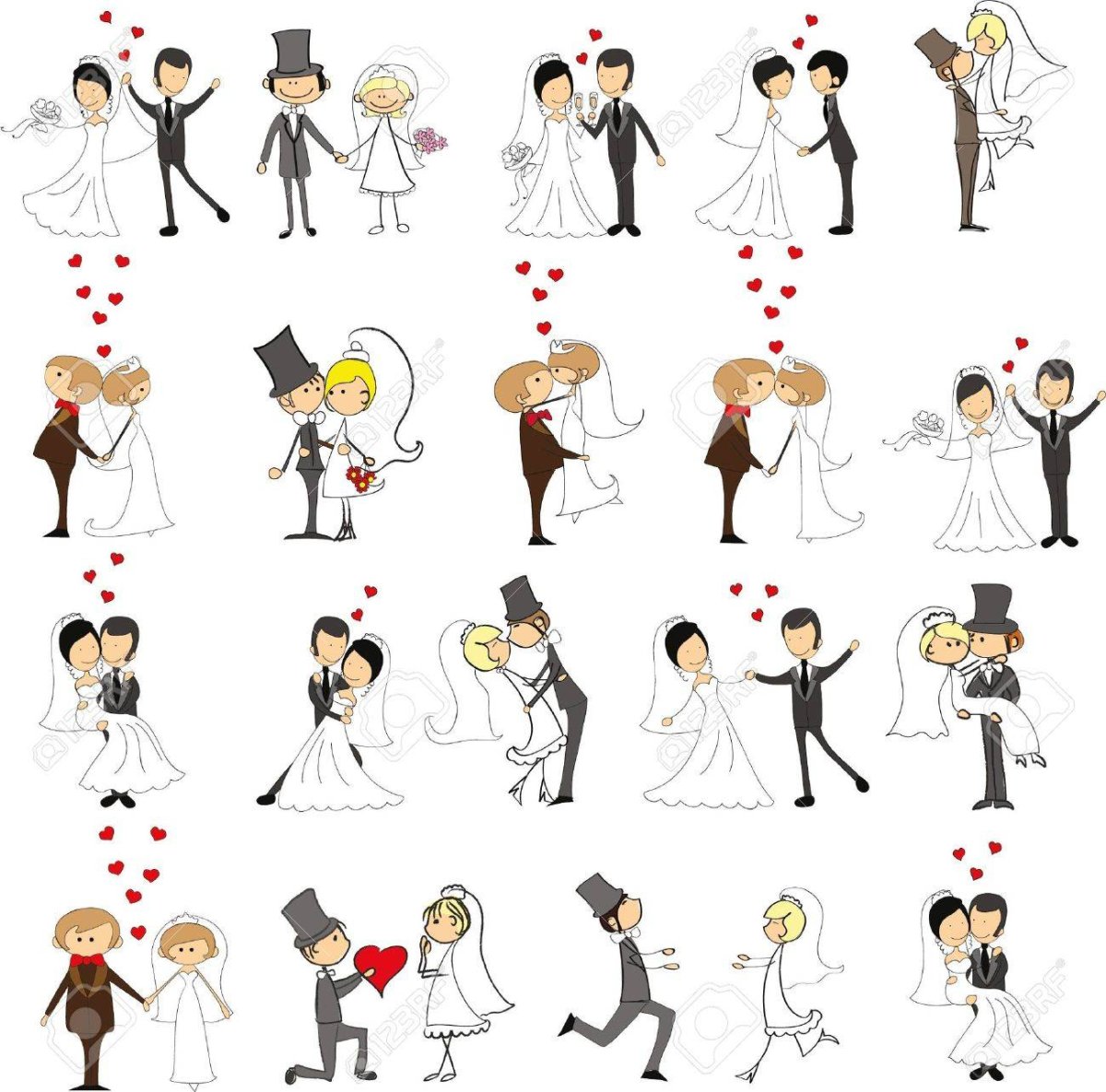 Набор жених и невеста вектор