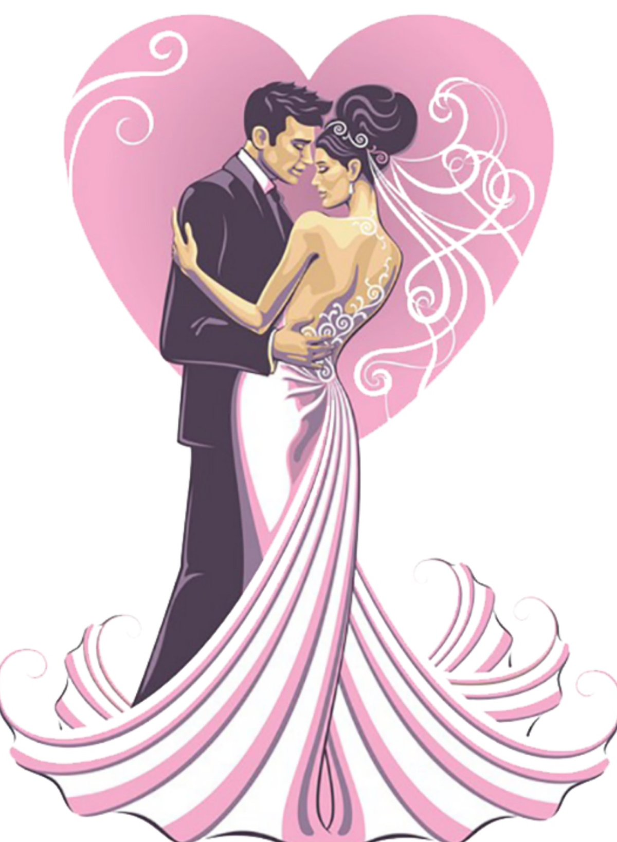 Танцующие жених и невеста нарисованные