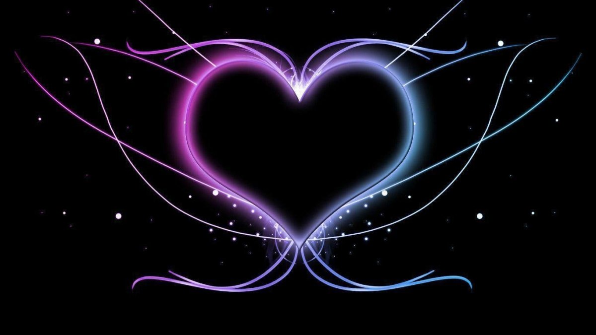 Неоновые сердечки на черном фоне