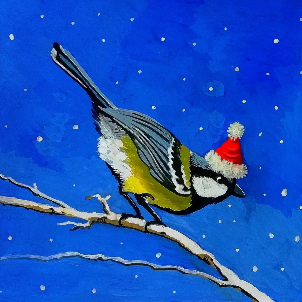 Птицы синица живопись