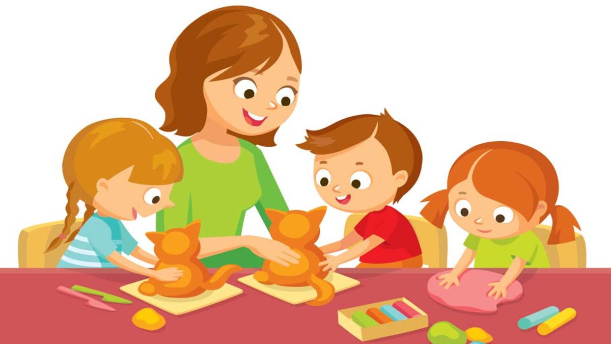 Воспитатель и дети мультяшные