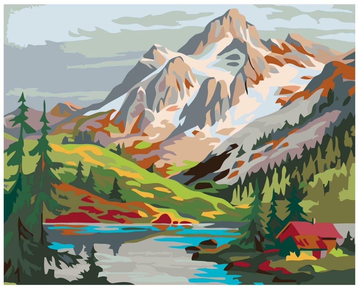 Горный пейзаж гуашью