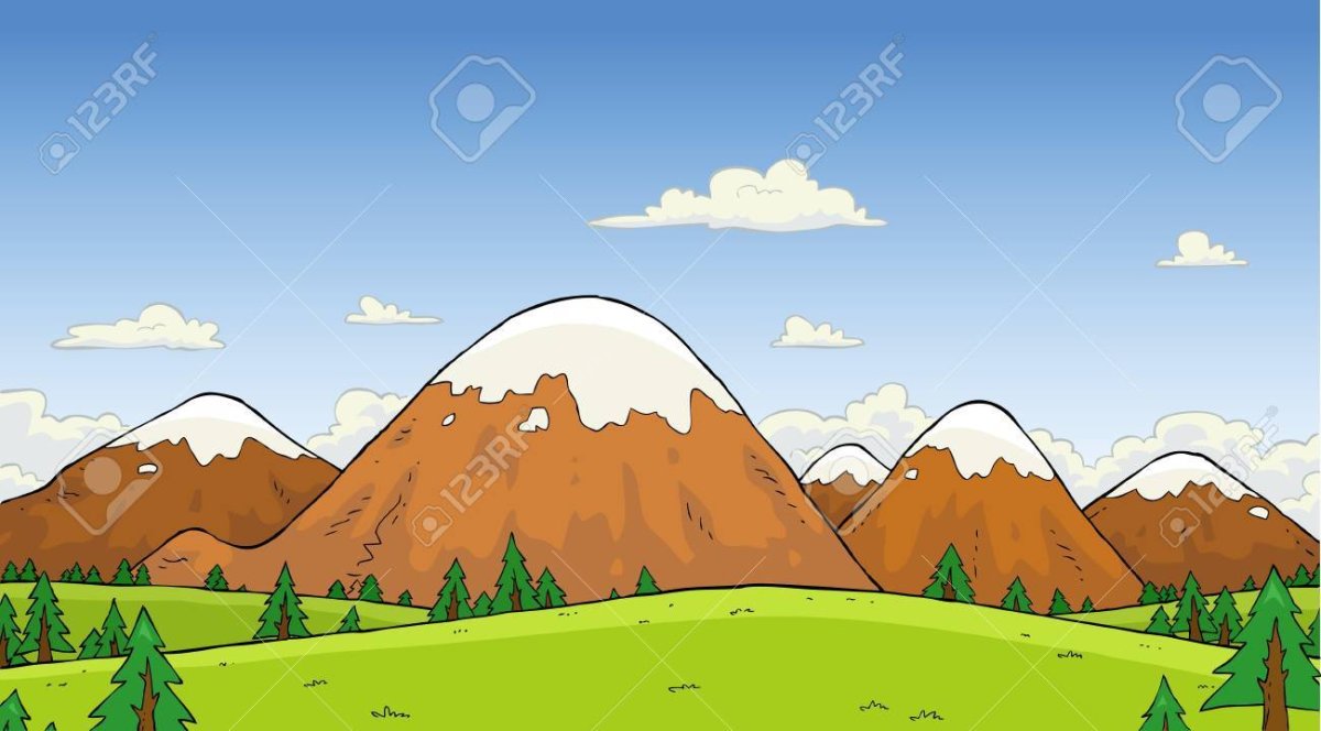 Горы на заднем плане рисунок