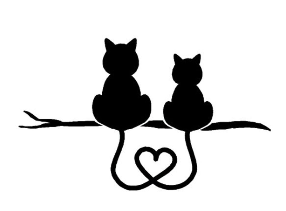 Силуэт двух кошек