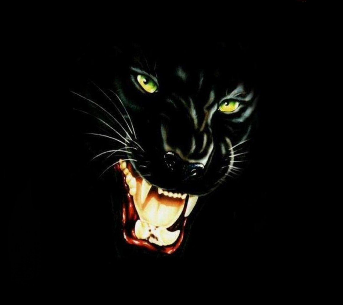 Оскал пантеры на черном фоне